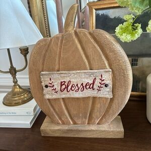 “ Blessed” Pumpkin Harvest Wooden Figure